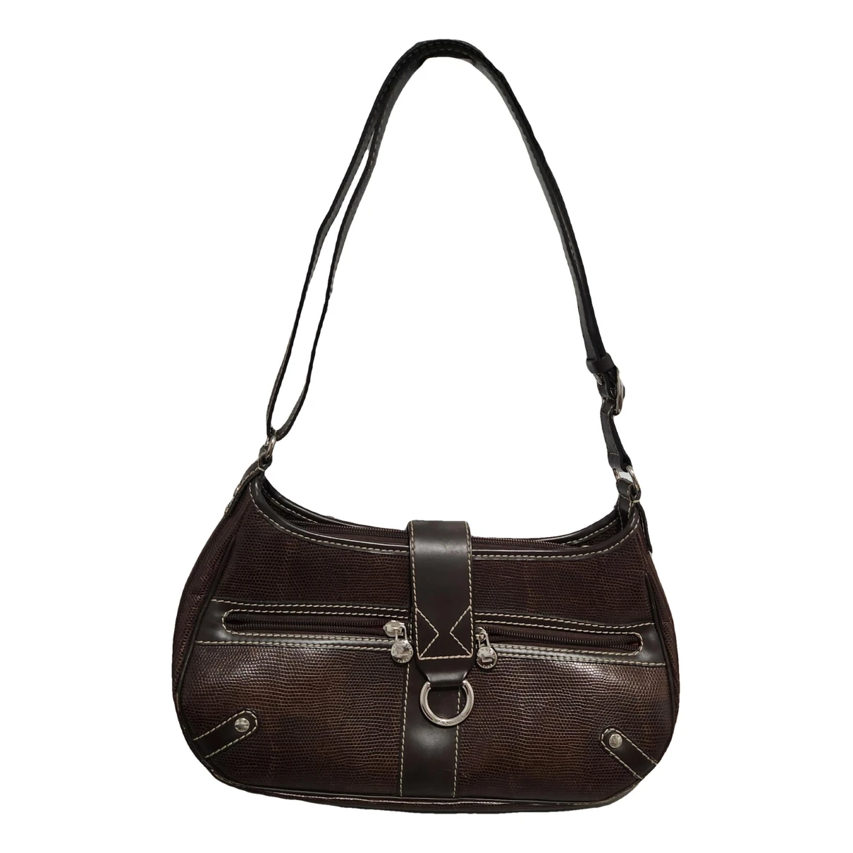Pre-owned Lancel Patent Leather Handbag In Brown