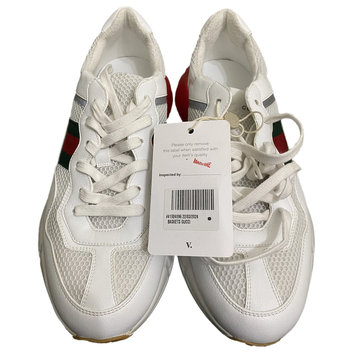 Pre-owned Gucci Rhyton Leather Low Trainers In White