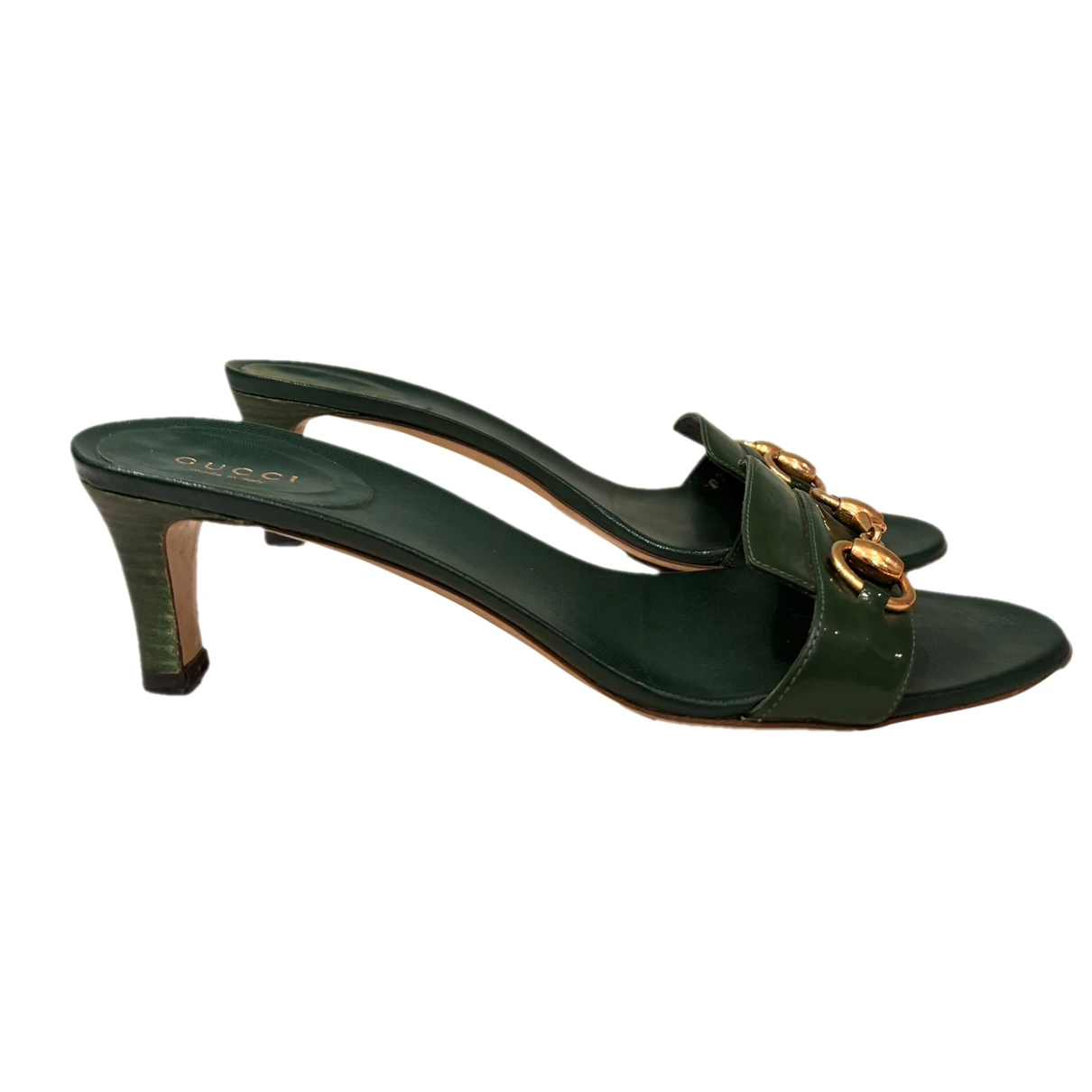 Pre-owned Gucci Leather Mules In Green