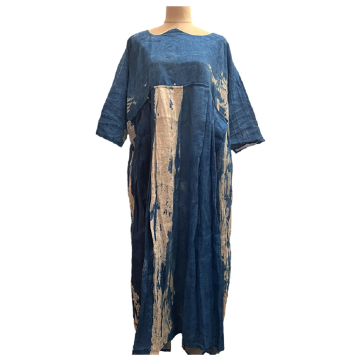 Pre-owned Daniela Gregis Linen Mid-length Dress In Turquoise