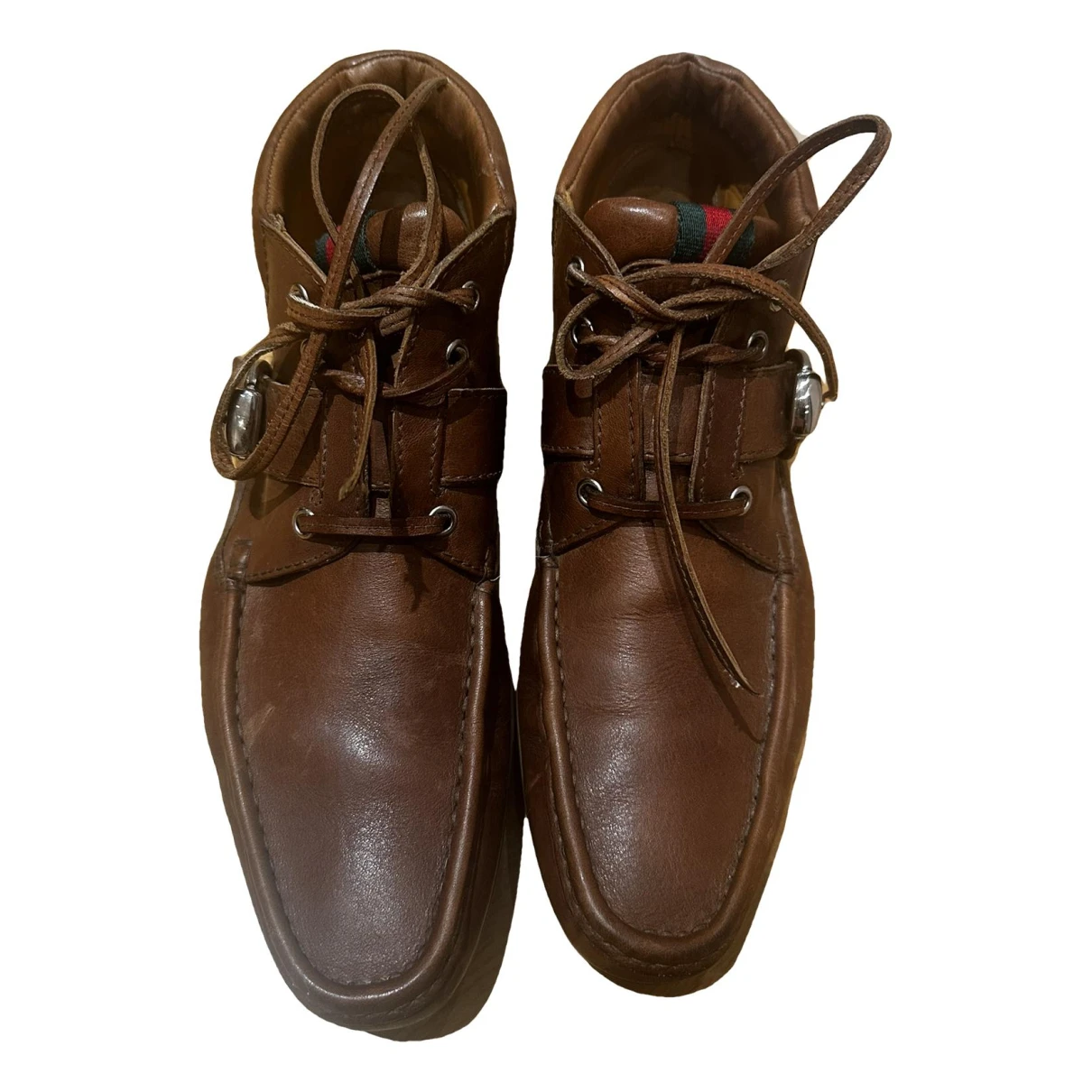 Pre-owned Gucci Leather Lace Ups In Brown
