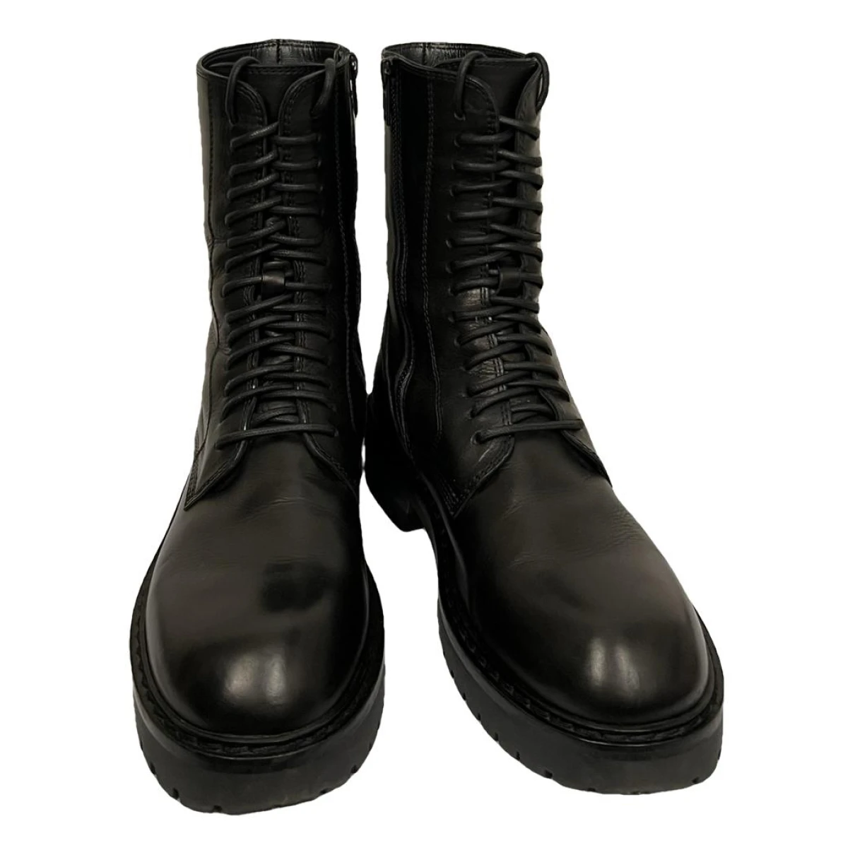 Pre-owned Ann Demeulemeester Leather Biker Boots In Black