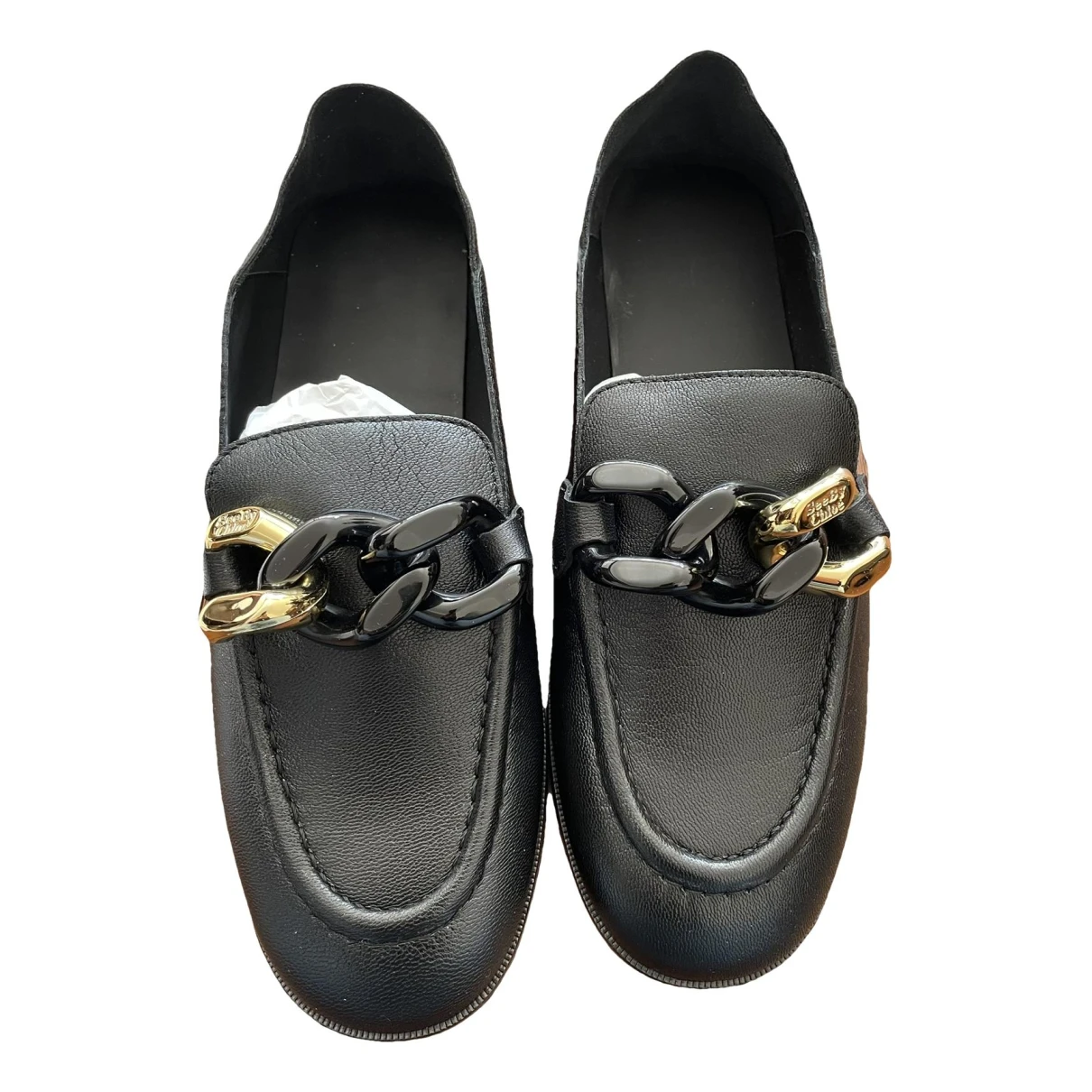 Pre-owned See By Chloé Leather Flats In Black