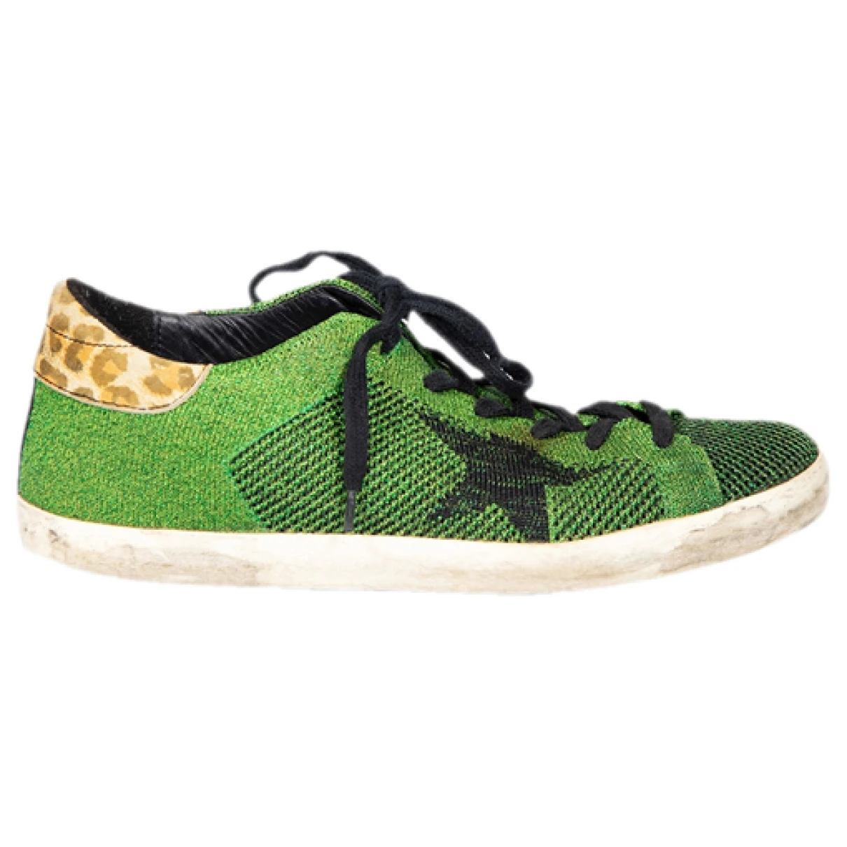Pre-owned Golden Goose Superstar Cloth Trainers In Green