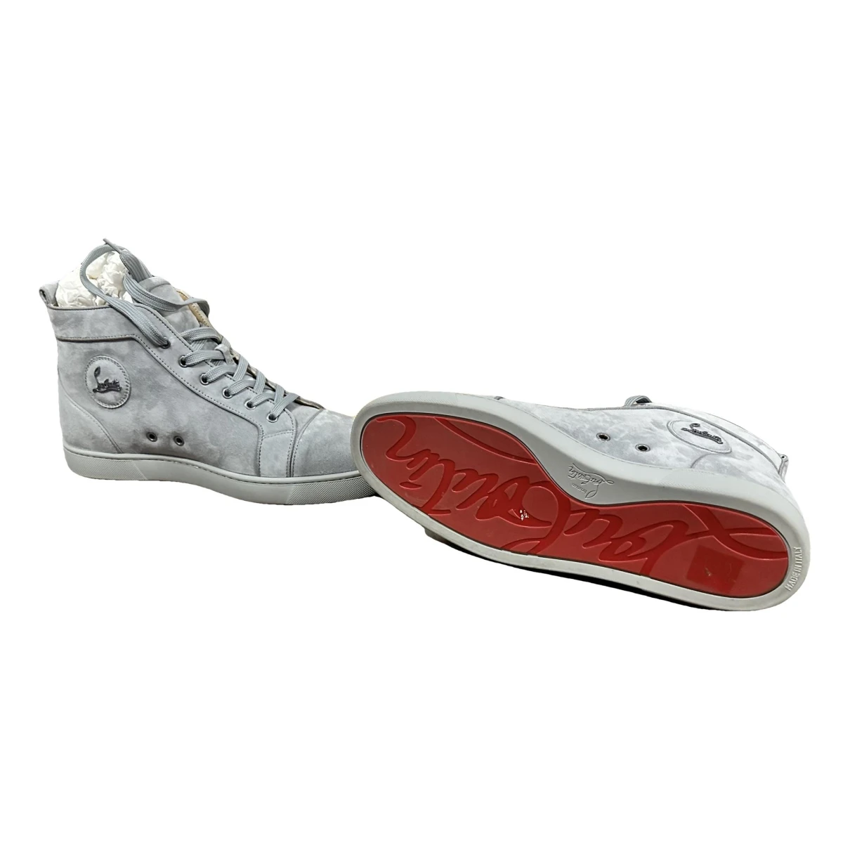 Pre-owned Christian Louboutin High Trainers In Grey