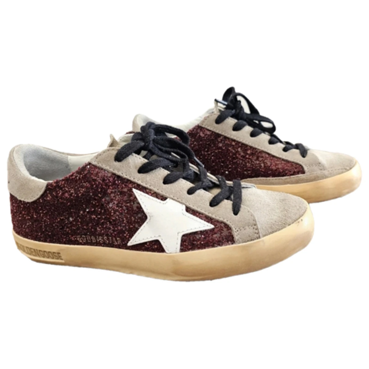Pre-owned Golden Goose Superstar Trainers In Burgundy