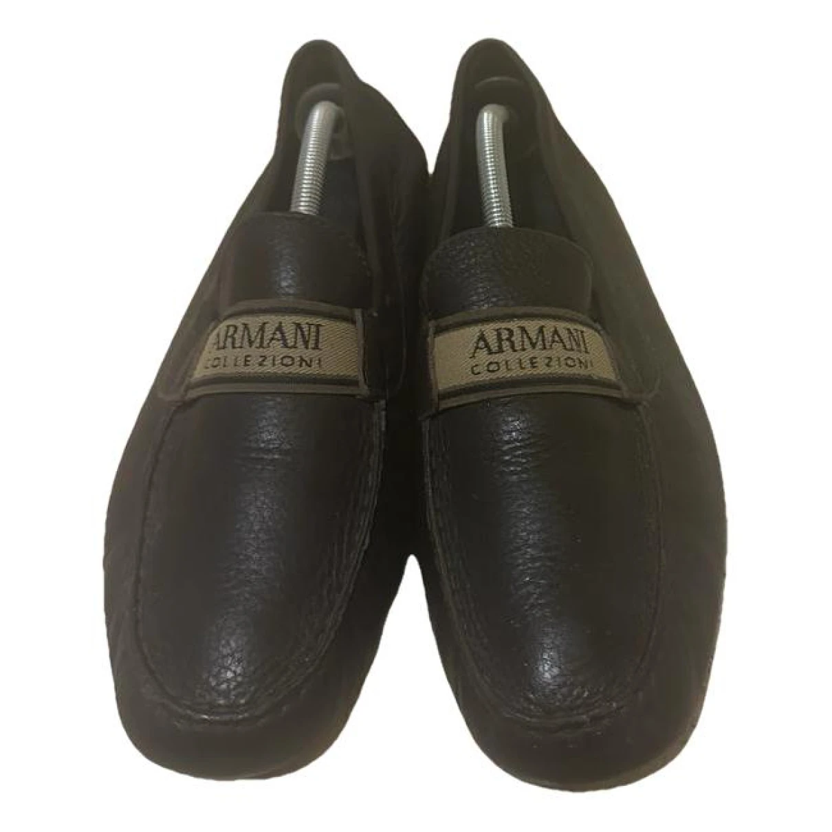 Pre-owned Armani Collezioni Leather Flats In Brown