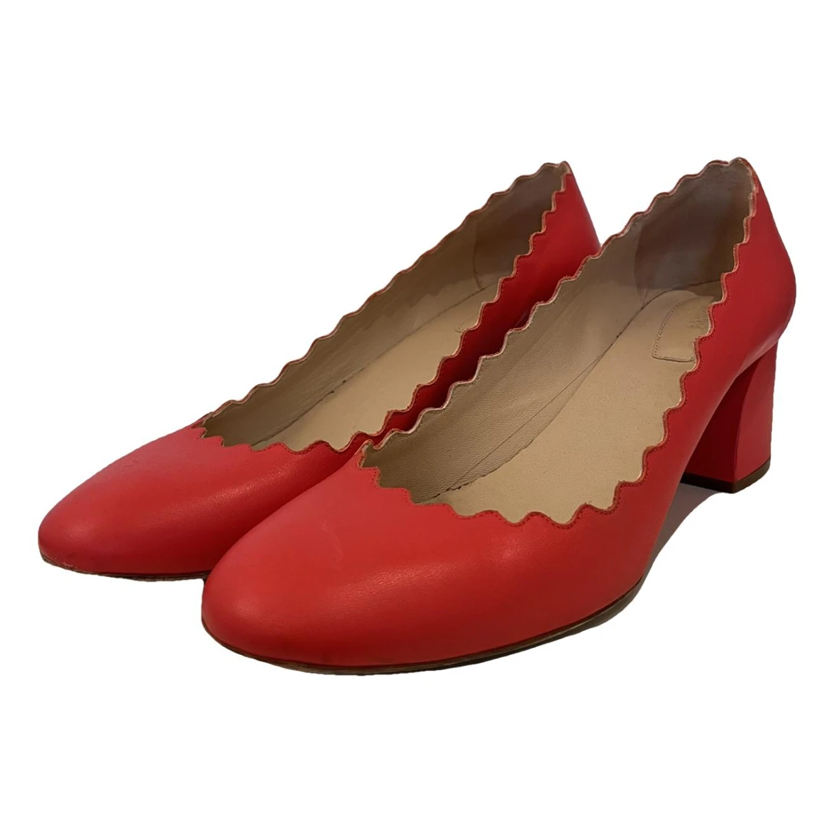 Pre-owned Chloé Lauren Leather Heels In Red