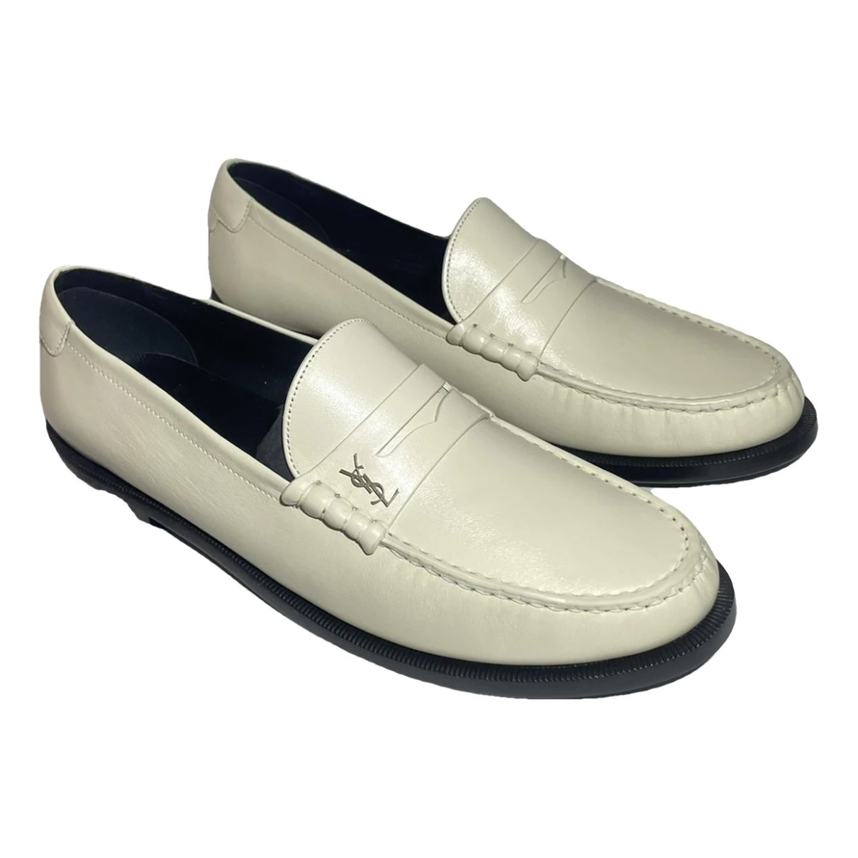 Pre-owned Saint Laurent Leather Flats In White