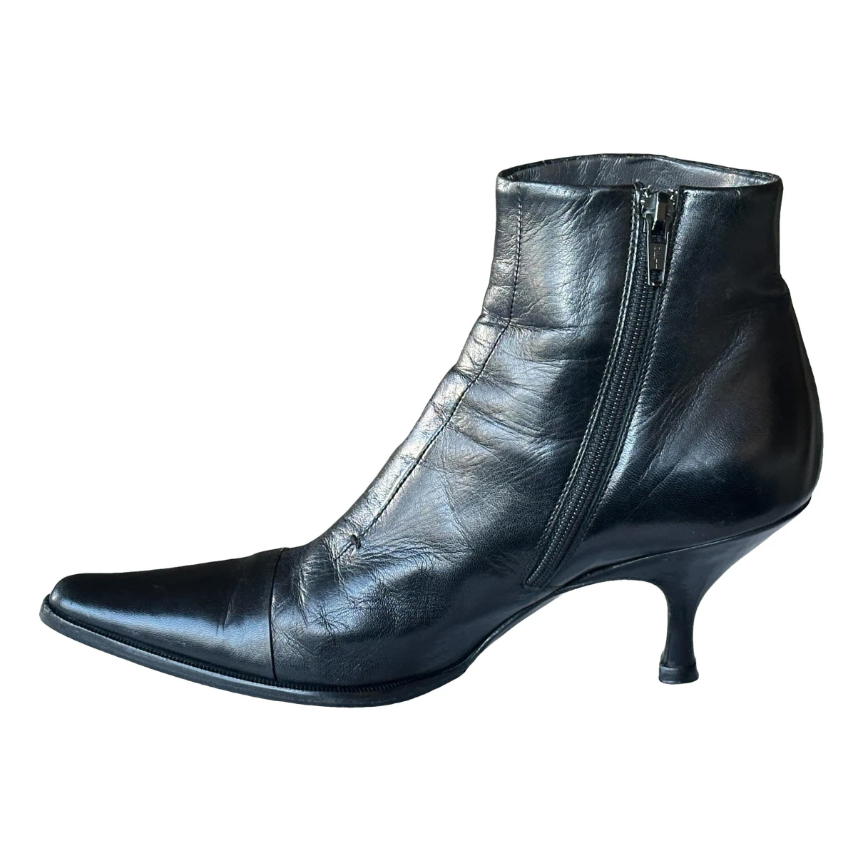 Pre-owned Jil Sander Leather Ankle Boots In Black