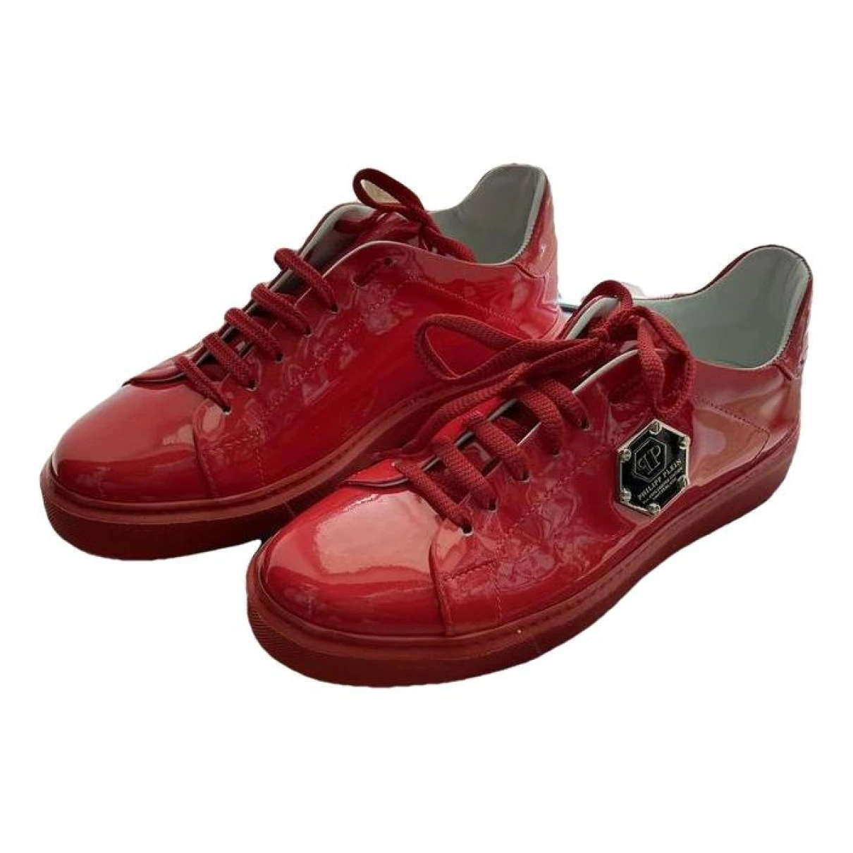 Pre-owned Philipp Plein Patent Leather Trainers In Red