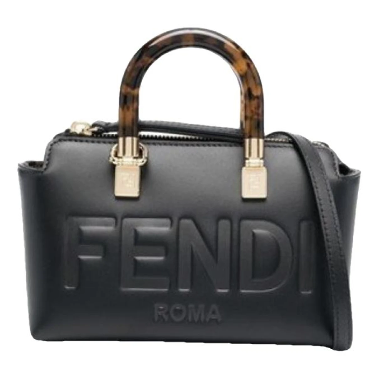 Pre-owned Fendi By The Way Leather Crossbody Bag In Black