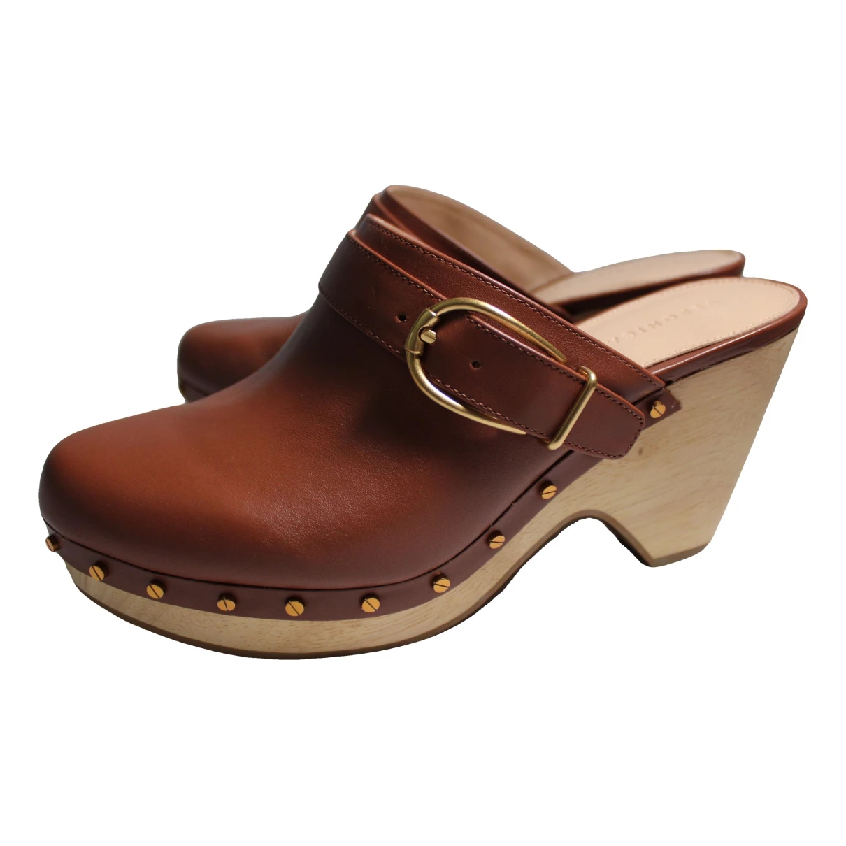 Pre-owned Veronica Beard Leather Mules & Clogs In Brown