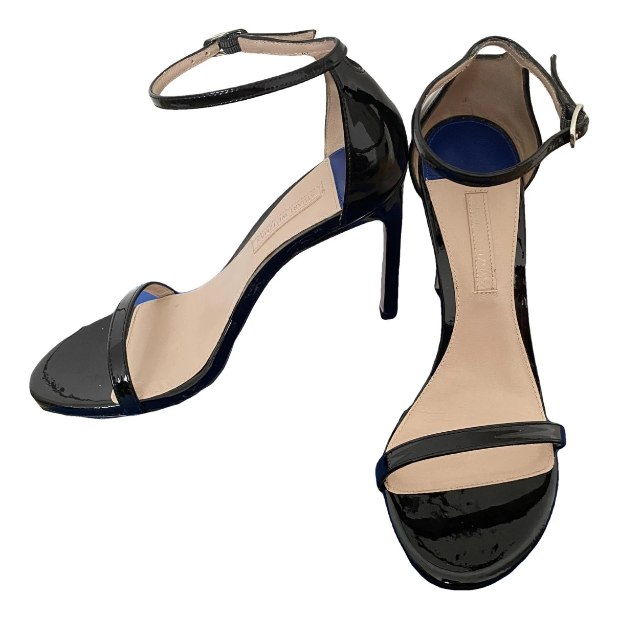 Pre-owned Stuart Weitzman Patent Leather Sandal In Black