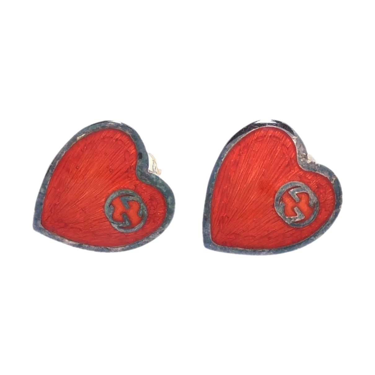 Pre-owned Gucci Silver Earrings In Red