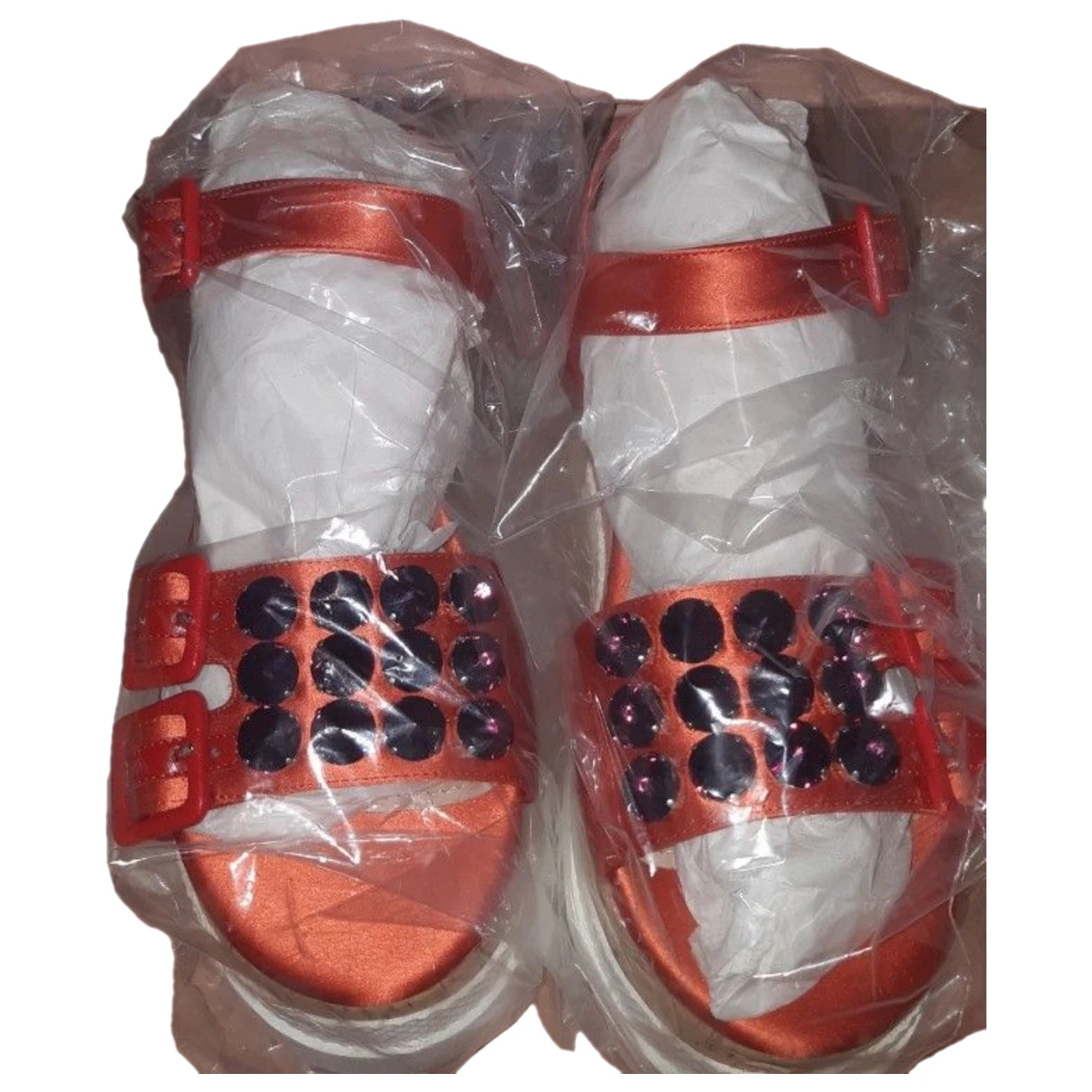 Pre-owned Miu Miu Cloth Sandal In Orange