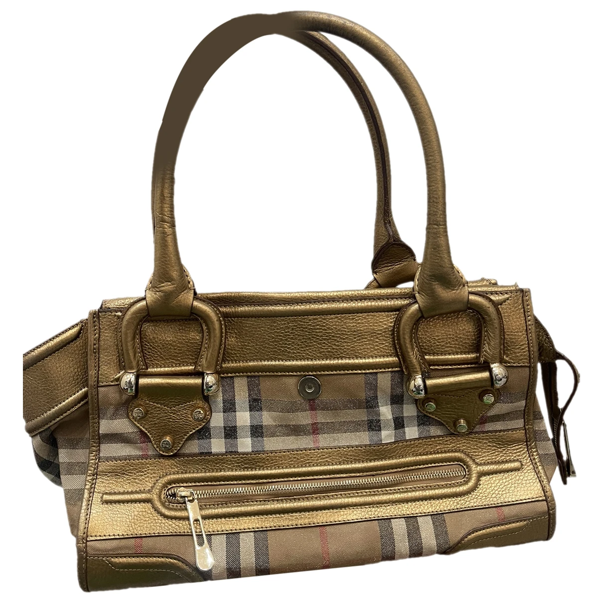 Pre-owned Burberry The Barrel Leather Handbag In Gold