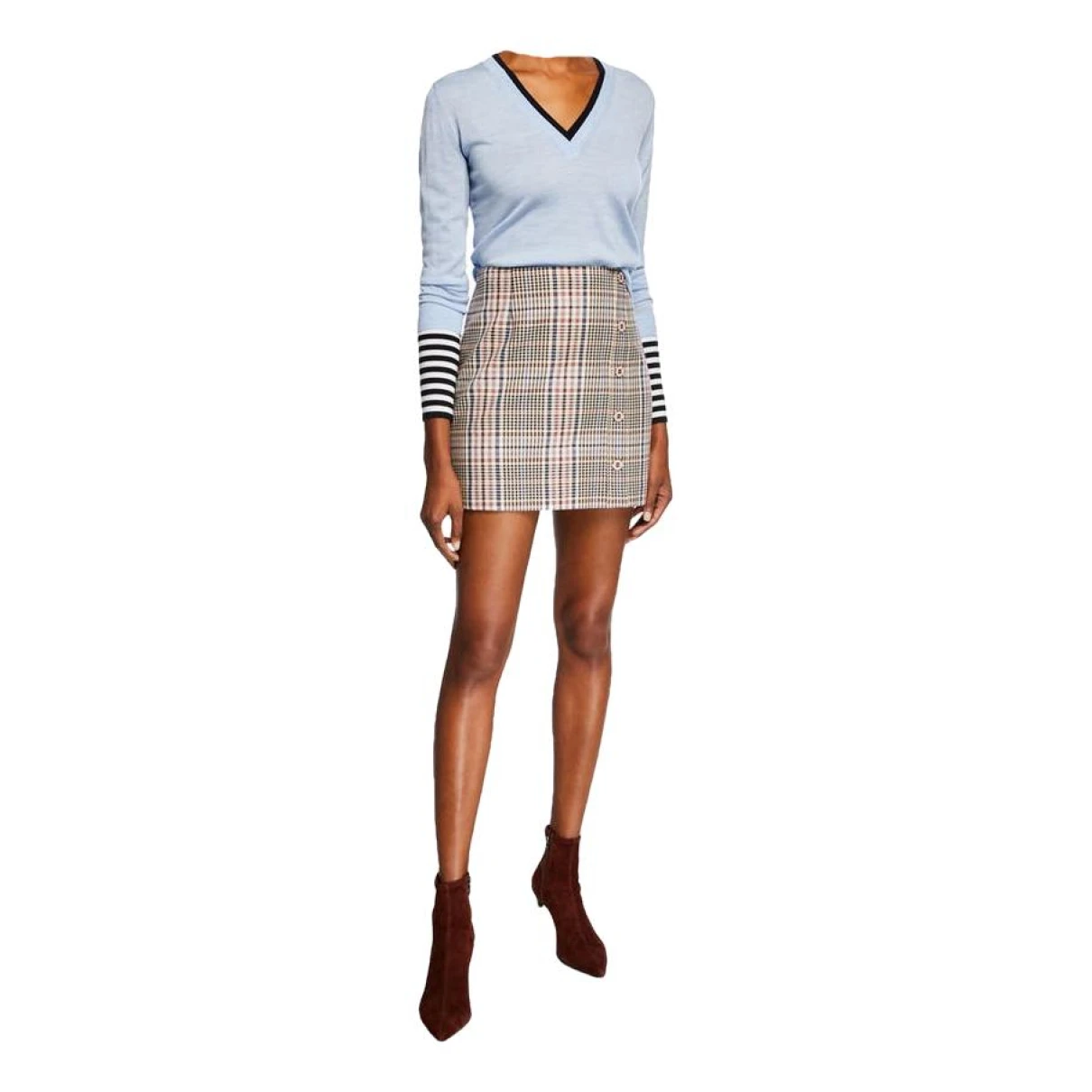 Pre-owned Veronica Beard Mini Skirt In Ecru