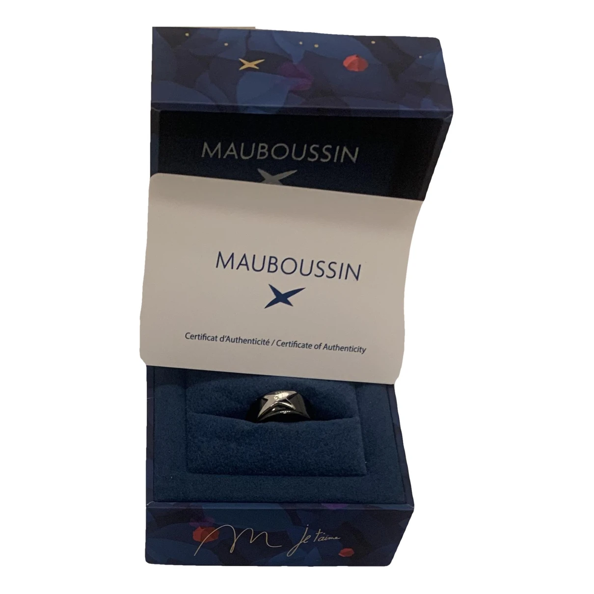 Pre-owned Mauboussin Etoiles Divines Ceramic Ring In Black