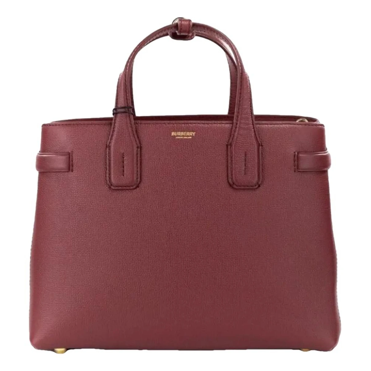 Pre-owned Burberry The Banner Leather Handbag In Burgundy