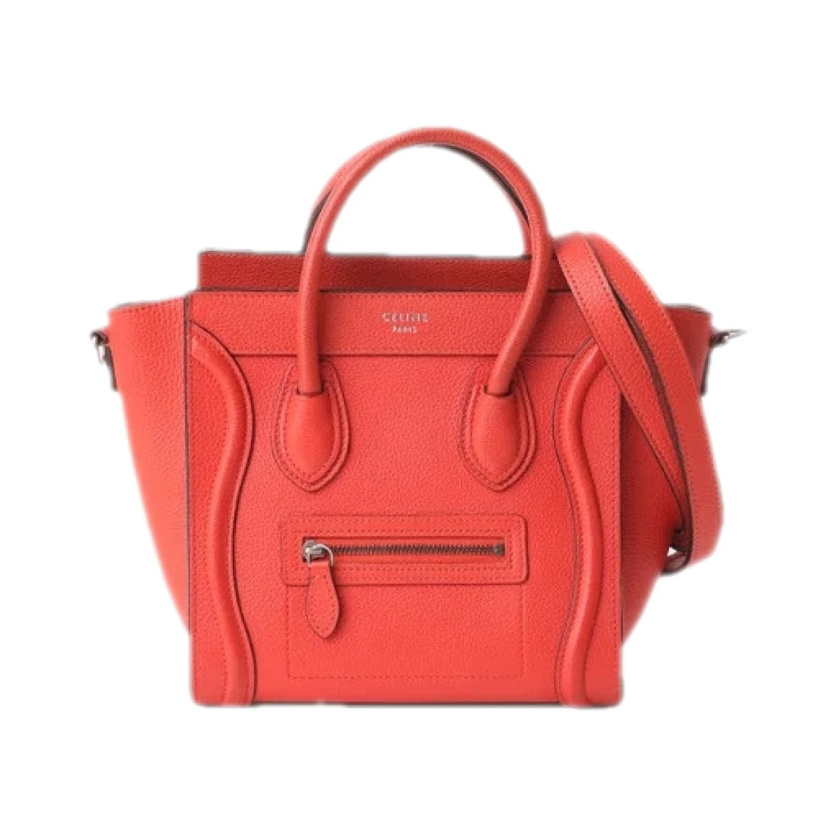 Pre-owned Celine Nano Luggage Leather Crossbody Bag In Red
