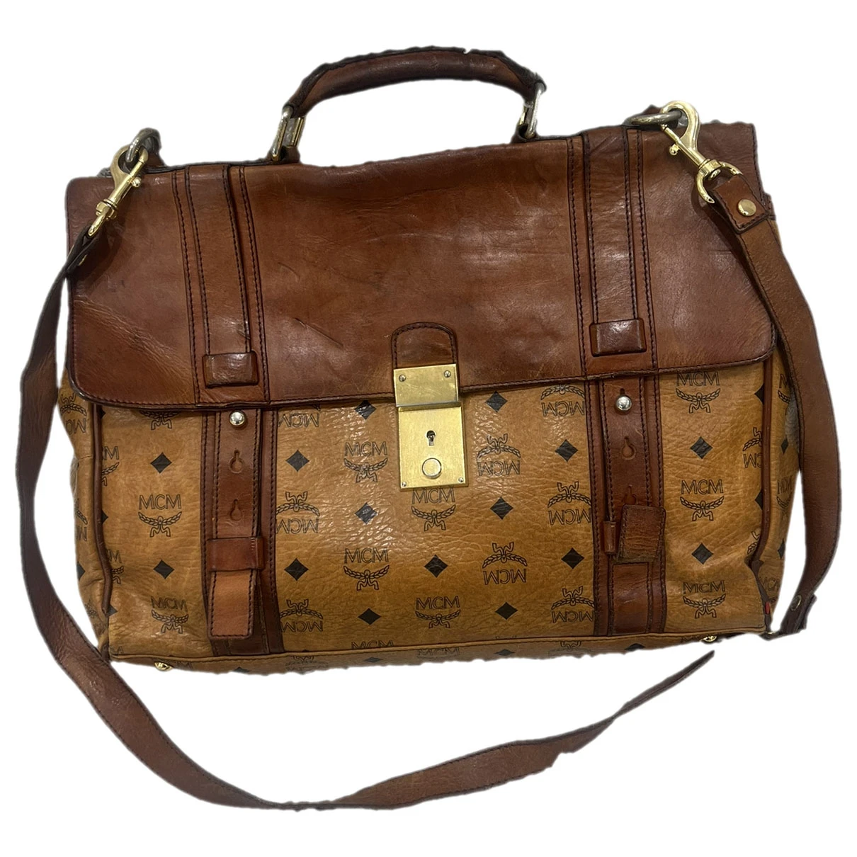 Pre-owned Mcm Leather Weekend Bag In Multicolour