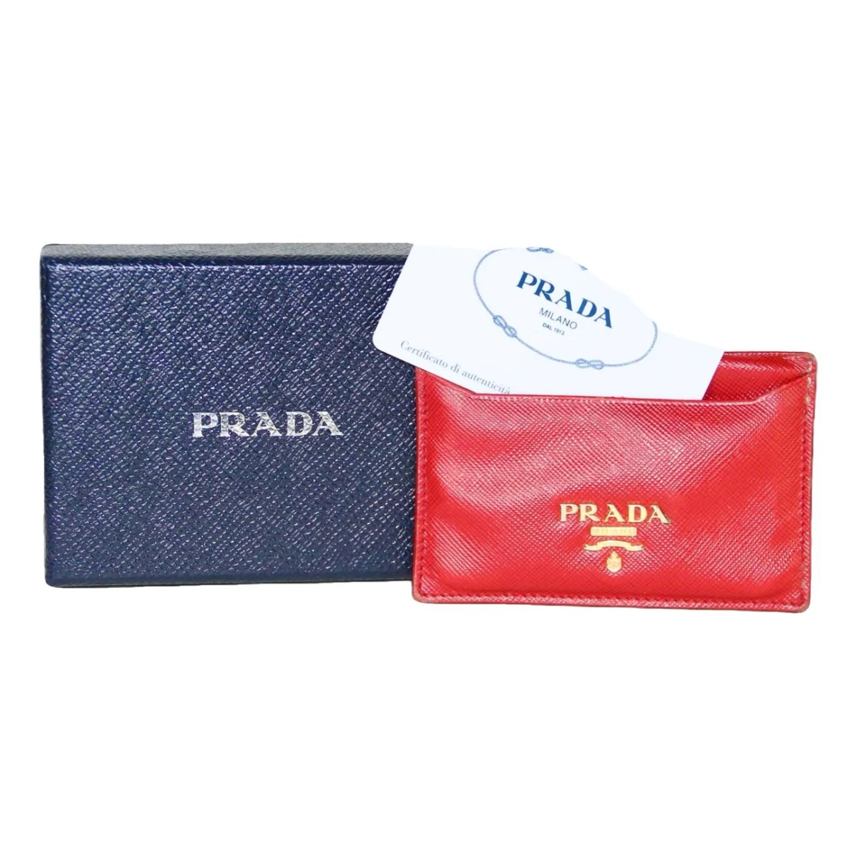 Pre-owned Prada Diagramme Leather Wallet In Red