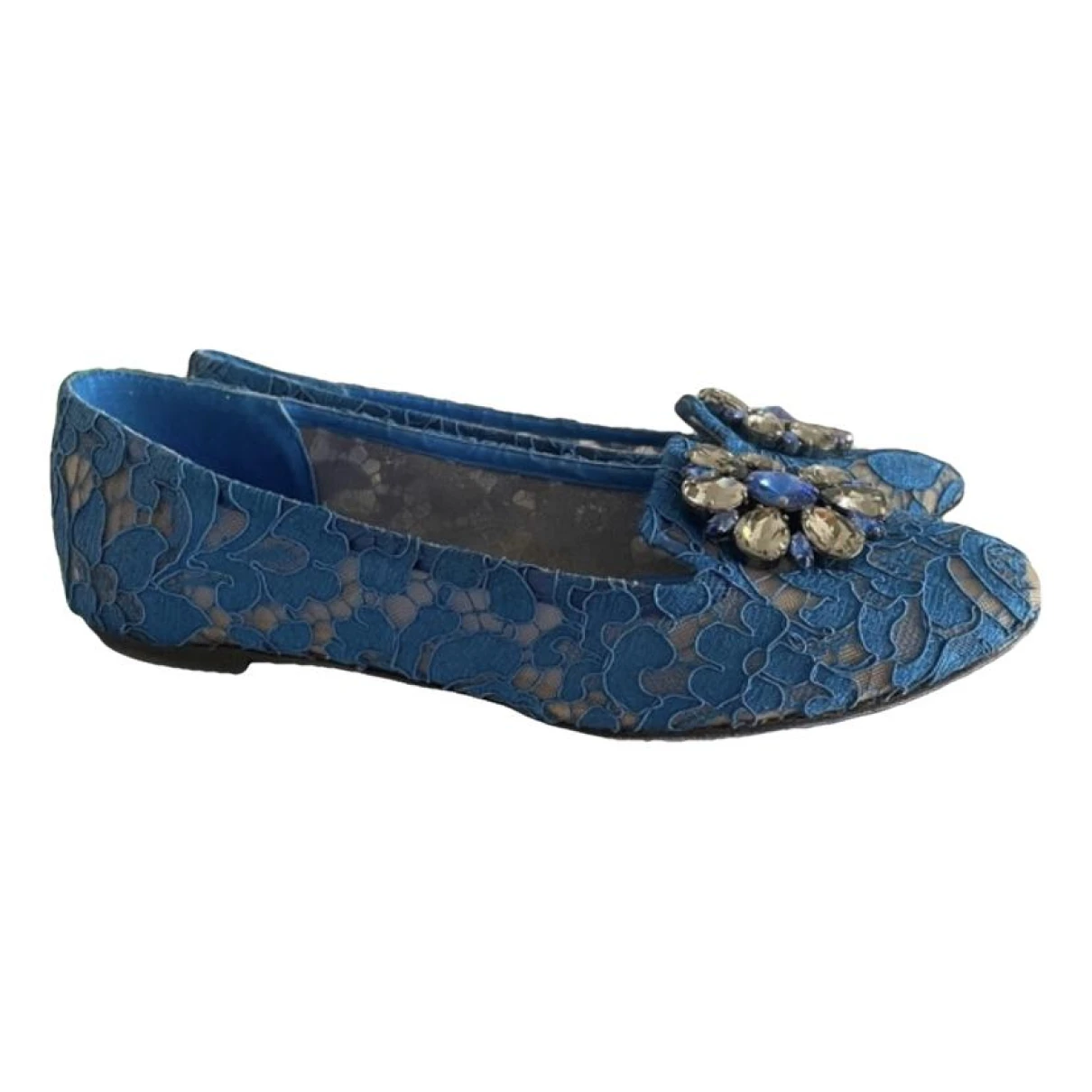Pre-owned Dolce & Gabbana Taormina Cloth Ballet Flats In Blue