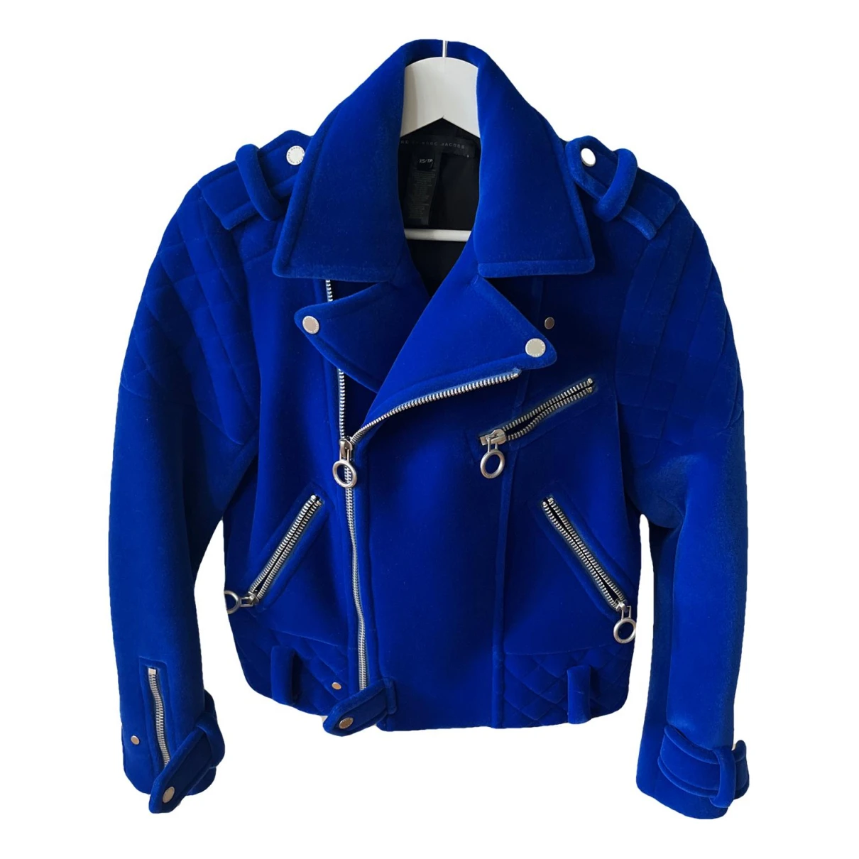 Pre-owned Marc By Marc Jacobs Velvet Biker Jacket In Blue