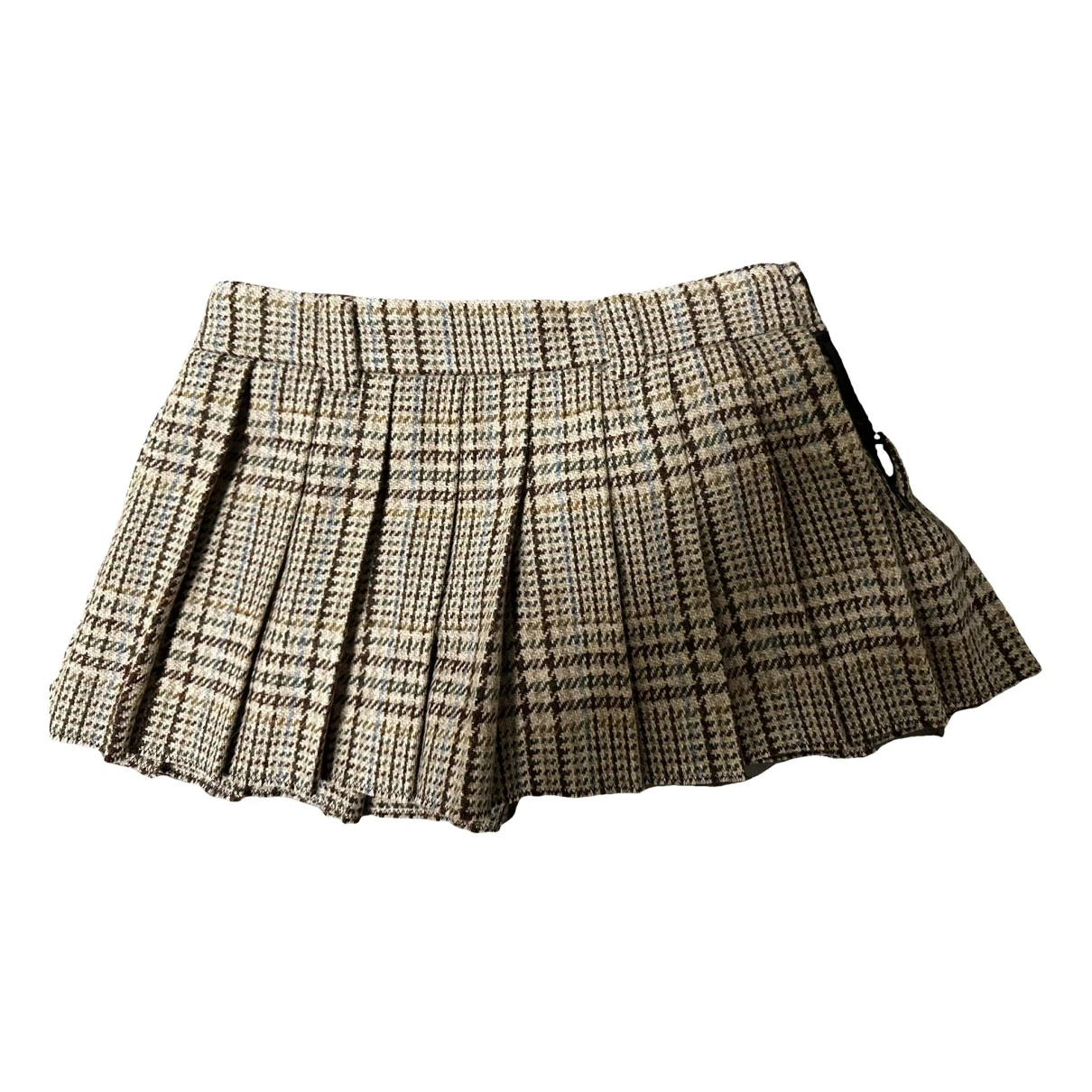 Pre-owned Miu Miu Wool Mini Skirt In Beige