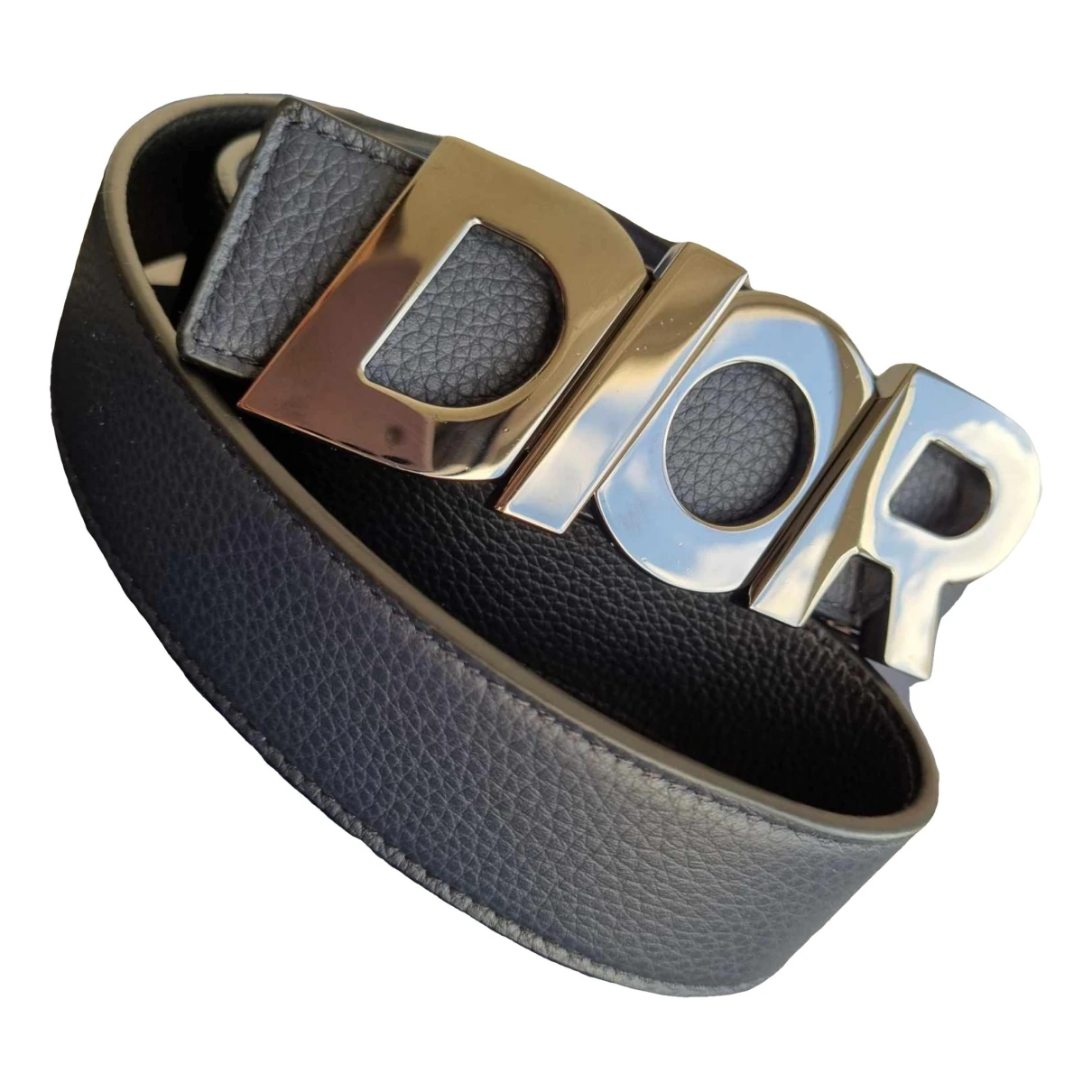 Pre-owned Dior Leather Belt In Navy
