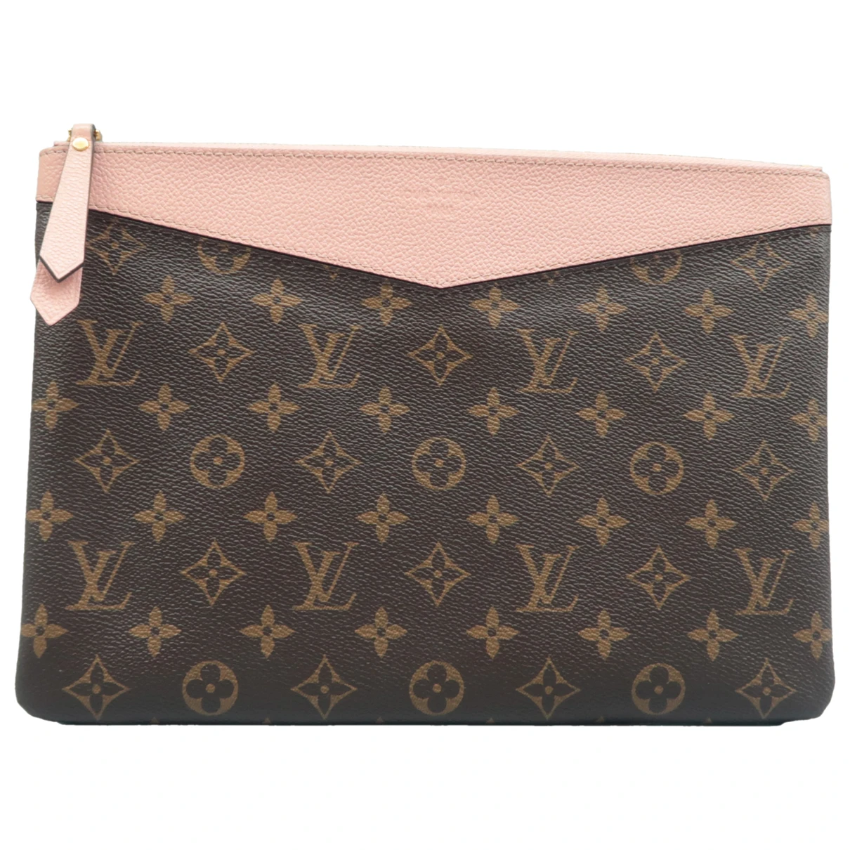 Pre-owned Louis Vuitton Pallas Leather Clutch Bag In Brown