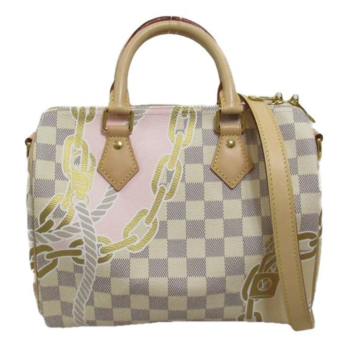 Pre-owned Louis Vuitton Speedy Bandoulière Cloth Crossbody Bag In White