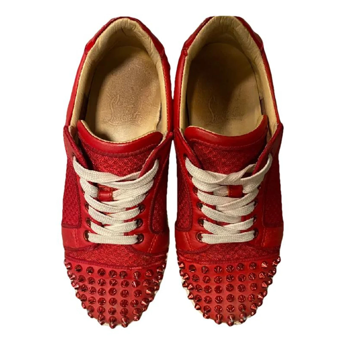 Pre-owned Christian Louboutin Leather Trainers In Red