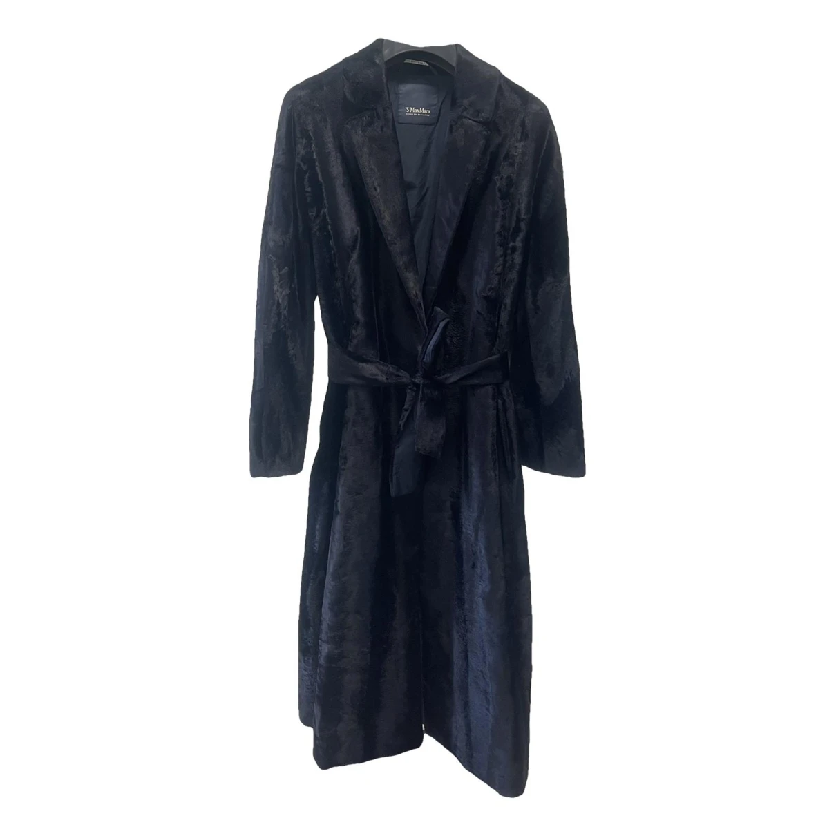 Pre-owned Max Mara Velvet Coat In Black