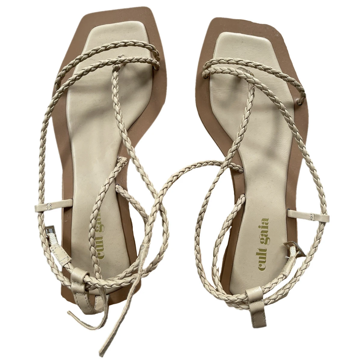 Pre-owned Cult Gaia Leather Sandal In Beige