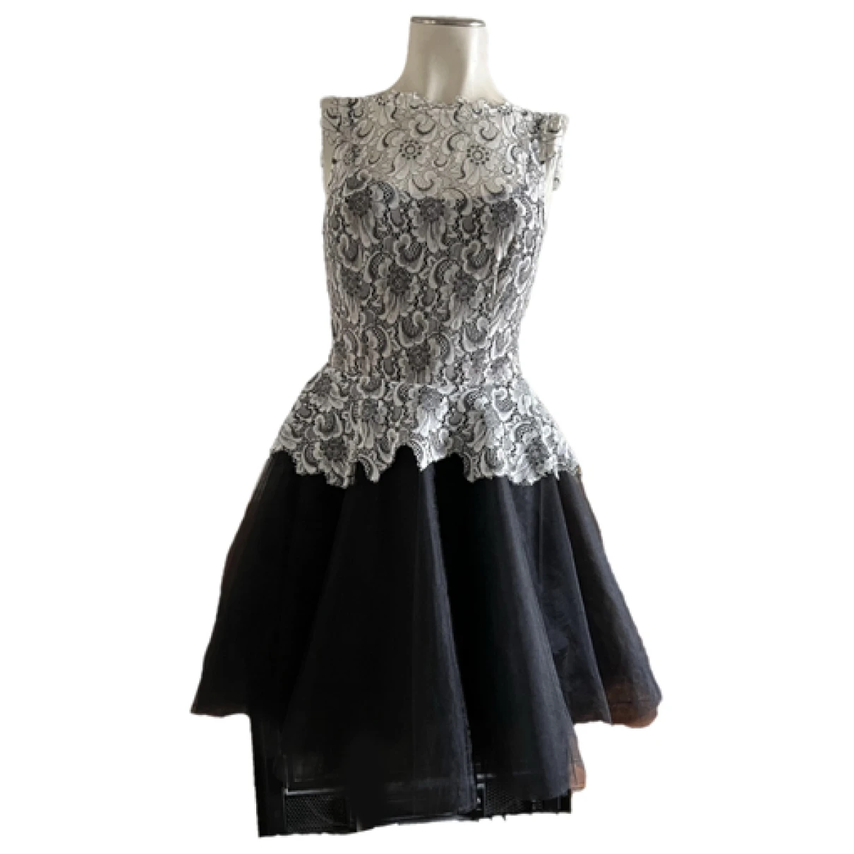 Pre-owned Derhy Lace Mid-length Dress In Black