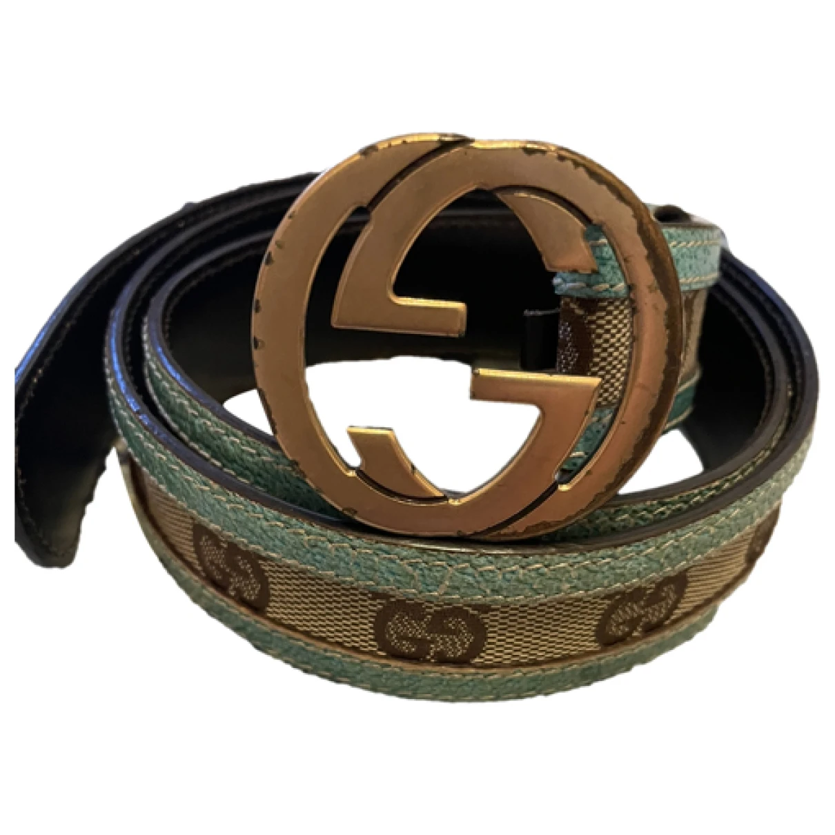 Pre-owned Gucci Cloth Belt In Turquoise