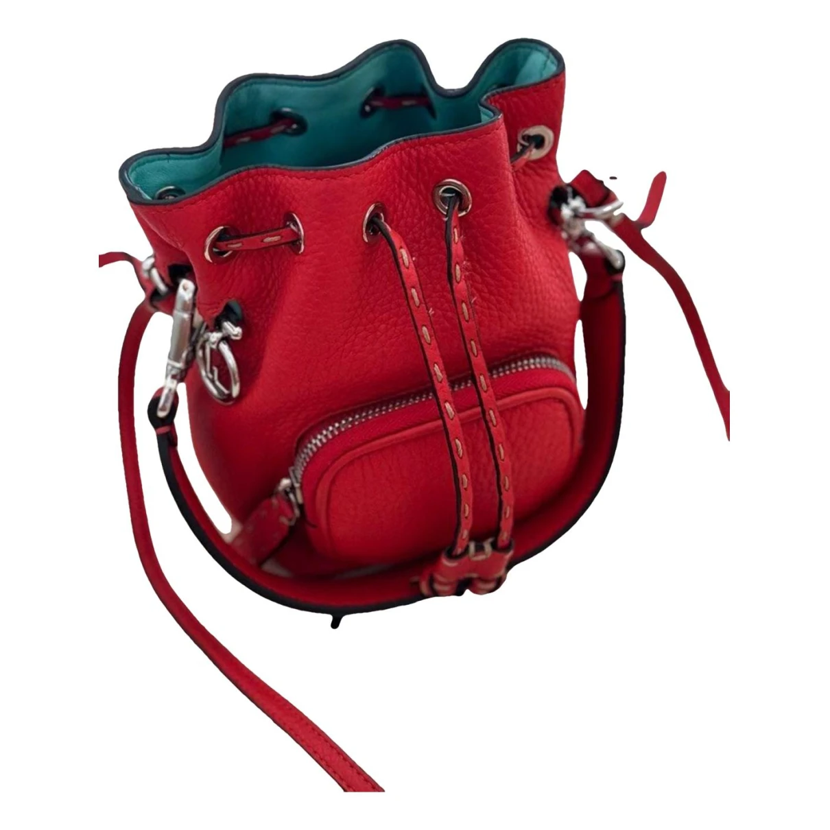 Pre-owned Fendi Mon Trésor Leather Crossbody Bag In Red