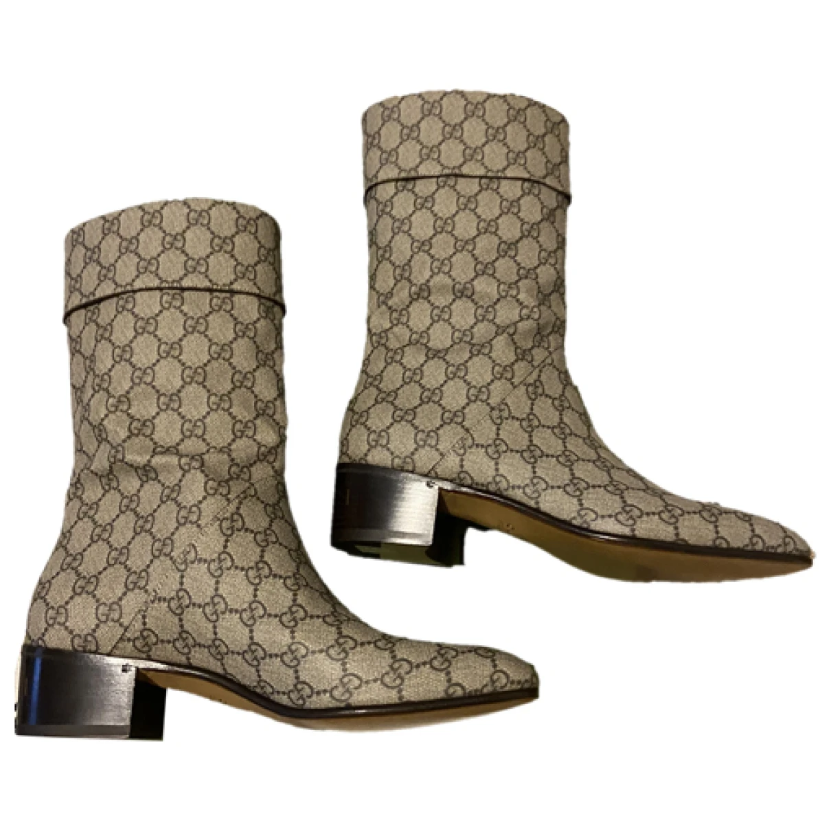 Pre-owned Gucci Leather Boots In Beige