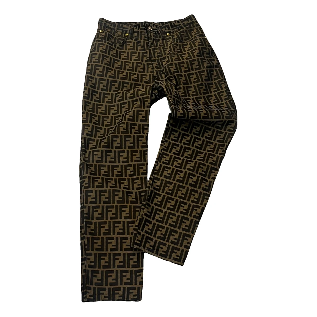 Pre-owned Fendi Straight Pants In Brown