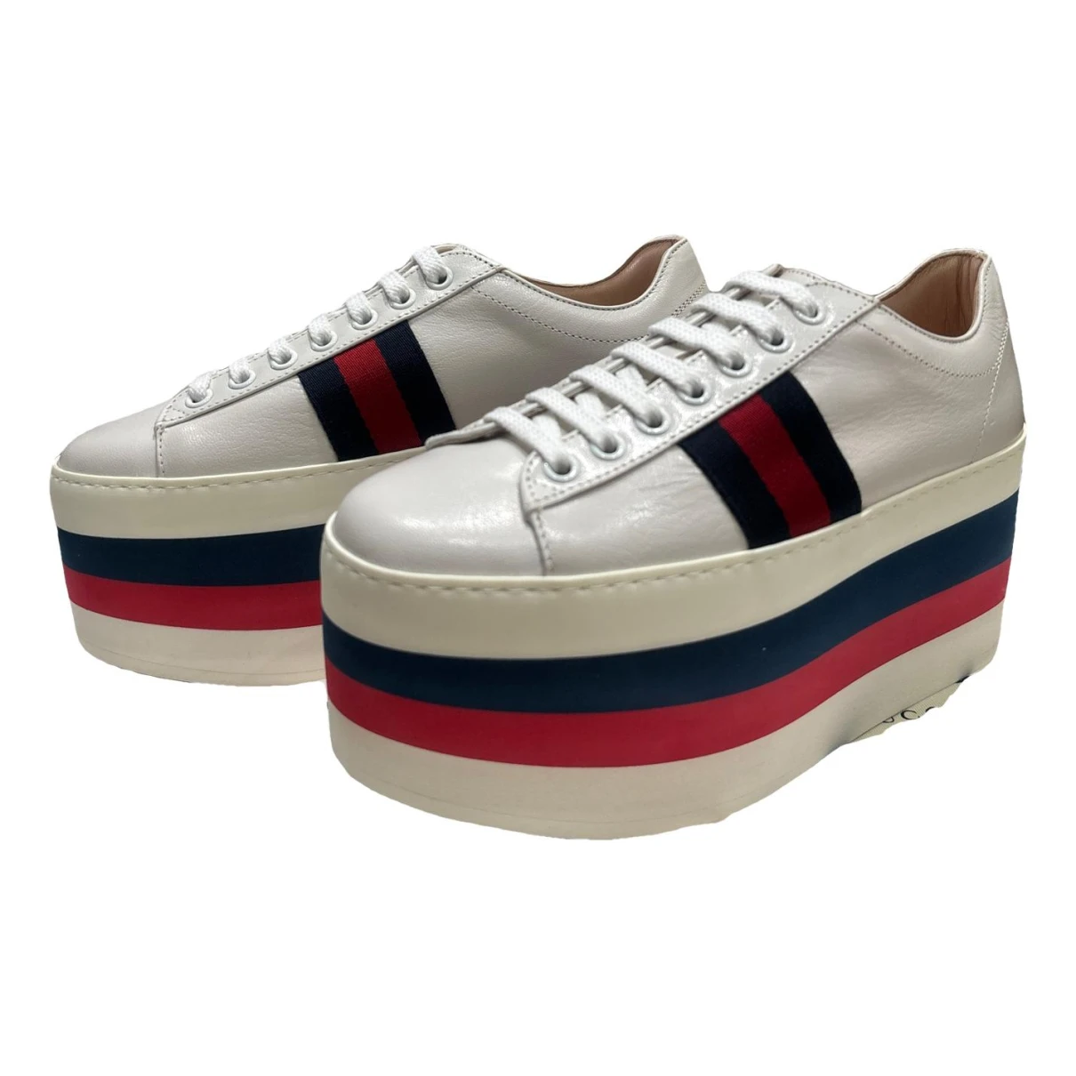 Pre-owned Gucci Peggy Leather Trainers In Multicolour