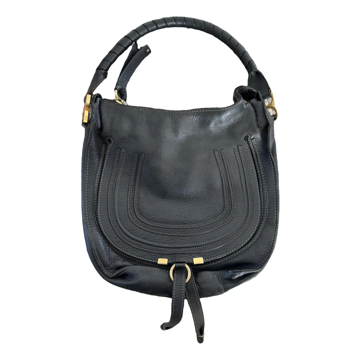 Pre-owned Chloé Marcie Leather Handbag In Black