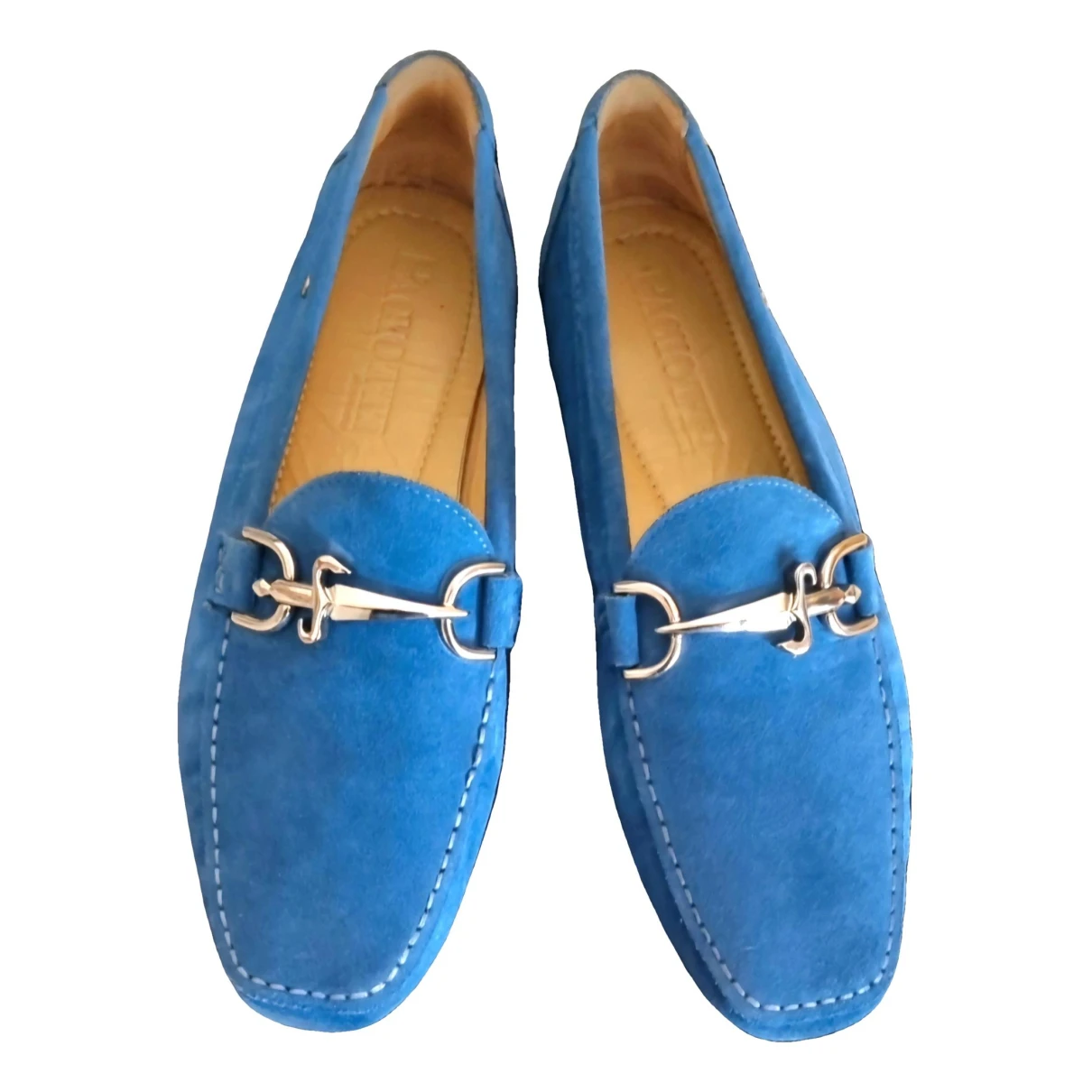 Pre-owned Cesare Paciotti Leather Flats In Turquoise
