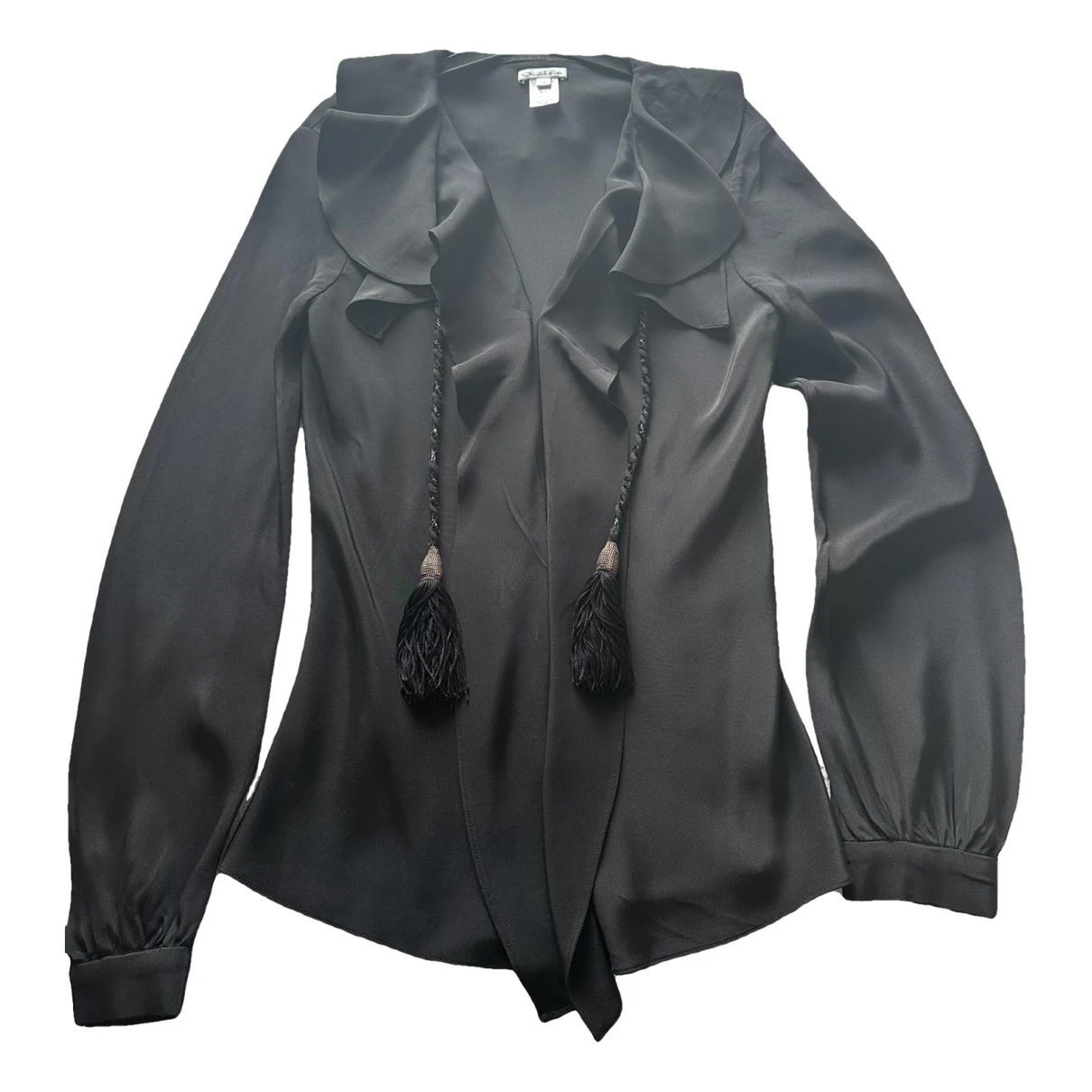 Pre-owned Oscar De La Renta Silk Blouse In Black