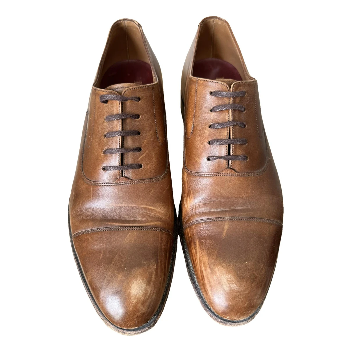 Pre-owned Loake Leather Lace Ups In Camel