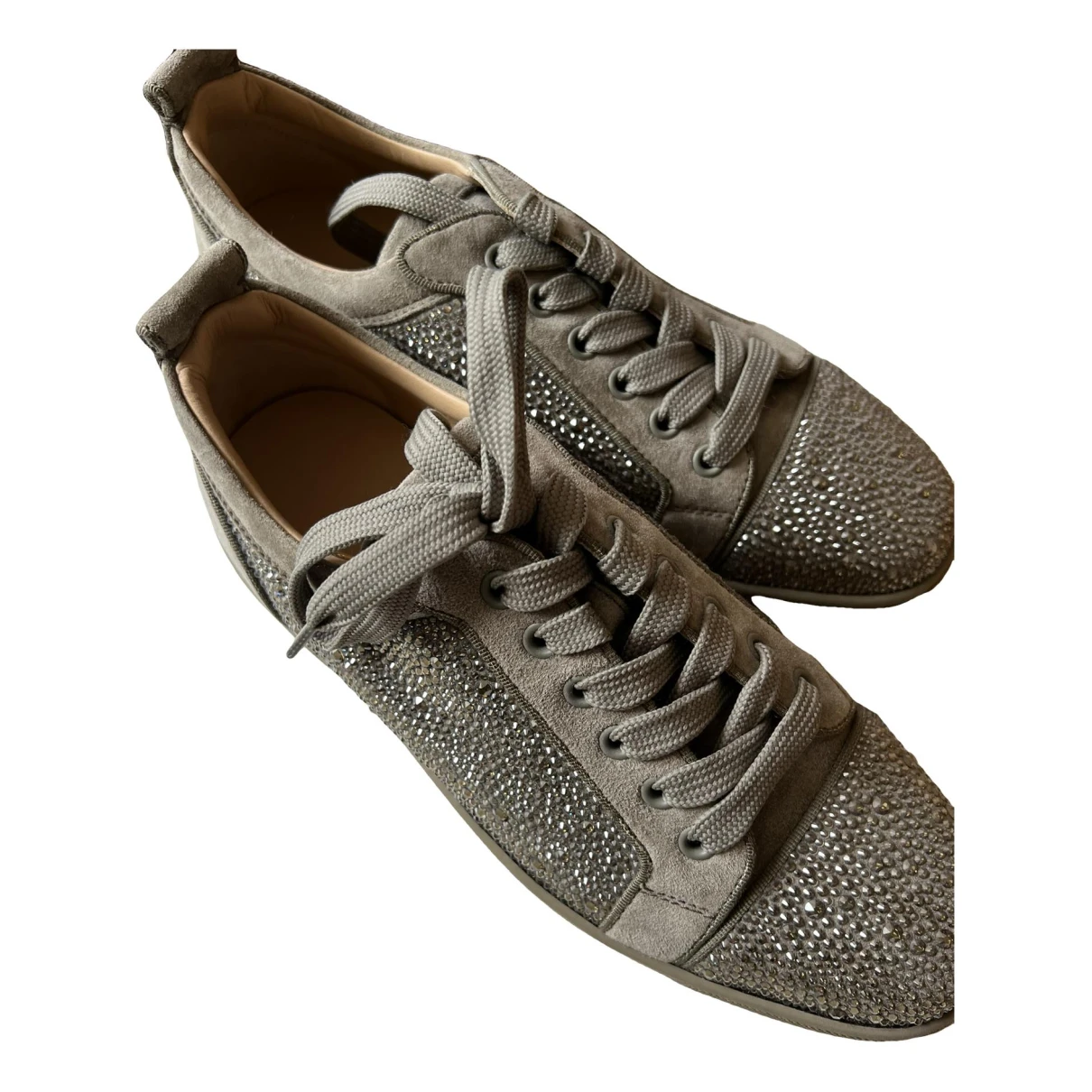 Pre-owned Christian Louboutin Leather Trainers In Grey