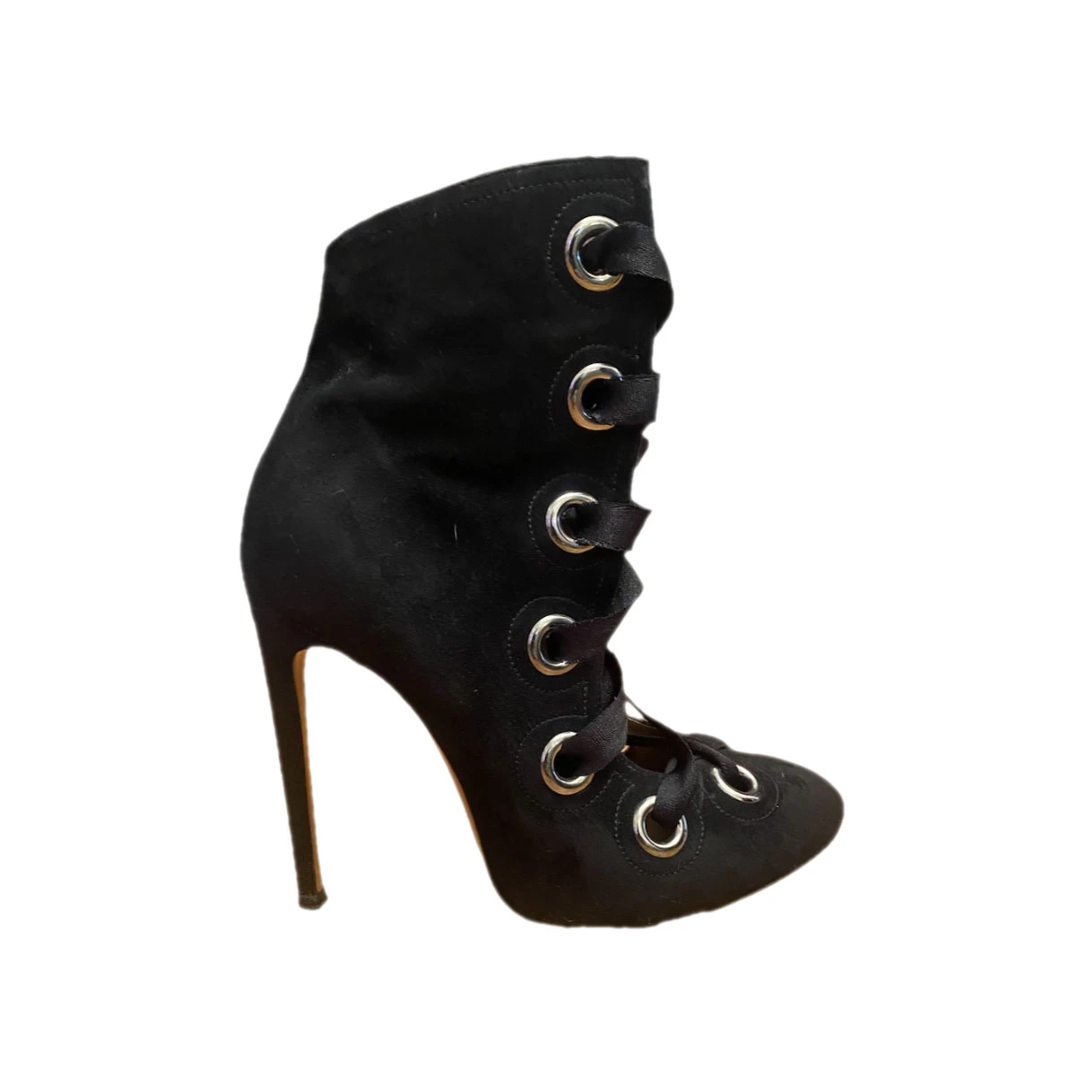 Pre-owned Alaïa Leather Lace Up Boots In Black