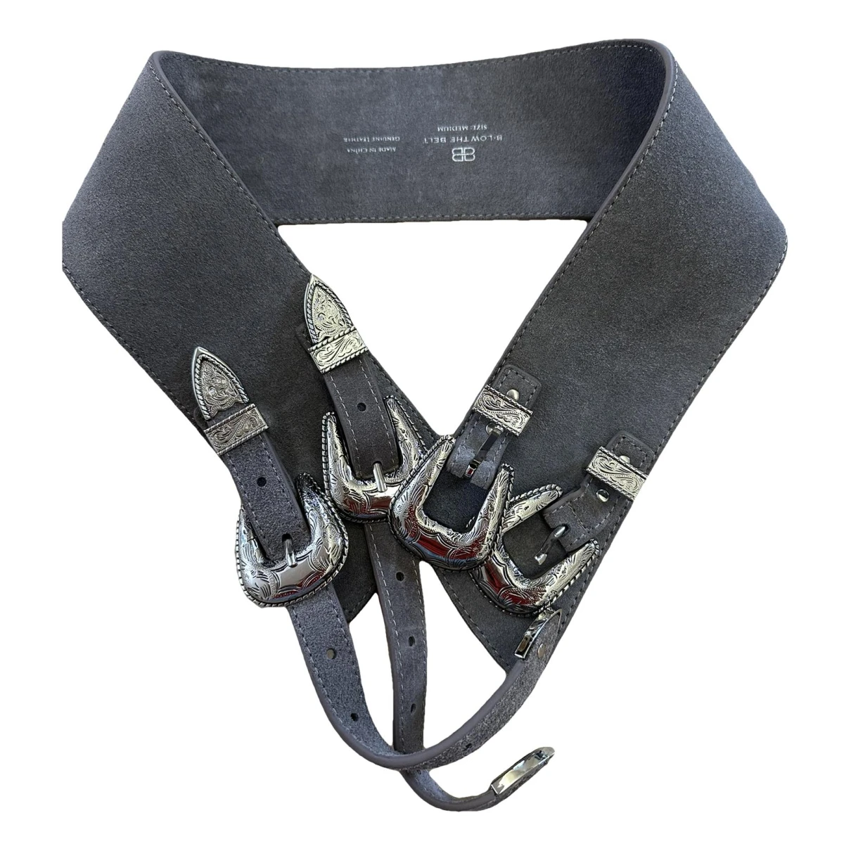 Pre-owned B-low The Belt Leather Belt In Grey