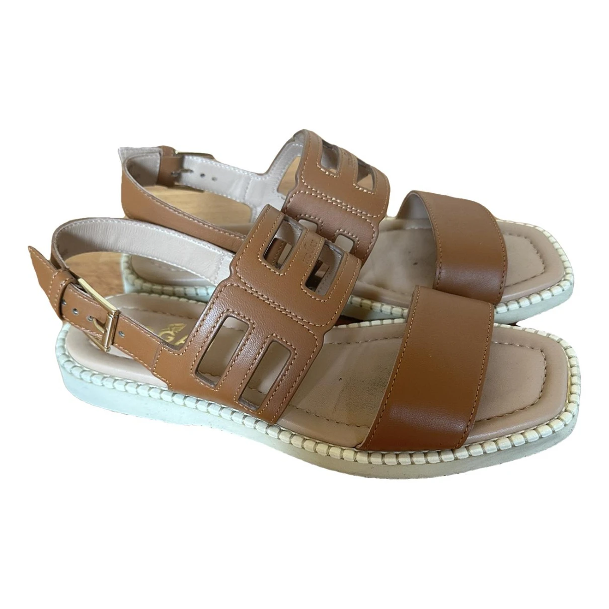 Pre-owned Hogan Leather Sandals In Camel